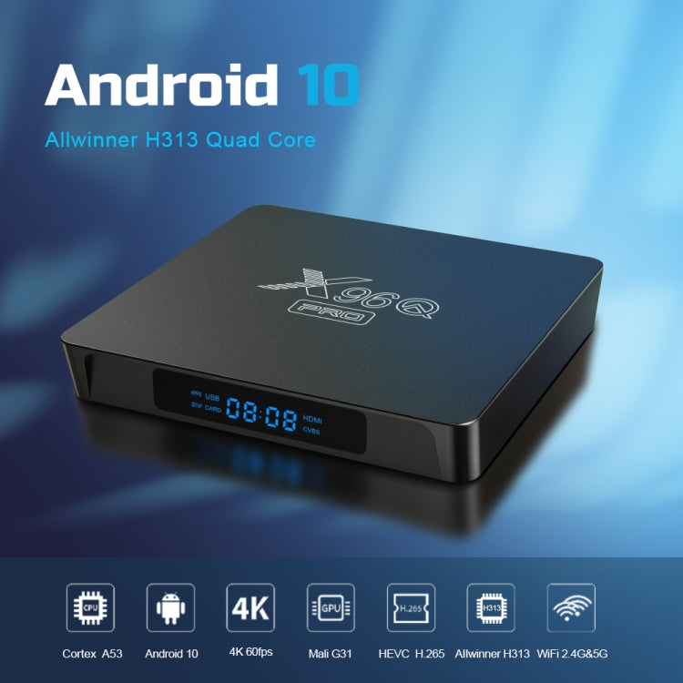 X96Q PRO 4K Smart TV BOX Android 10.0 Media Player, Allwinner H313 Quad Core ARM Cortex A53, RAM: 1GB, ROM: 8GB, Plug Type:US Plug - Consumer Electronics by buy2fix | Online Shopping UK | buy2fix