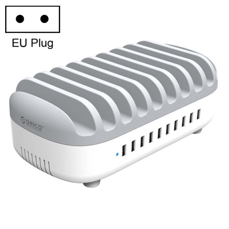 ORICO DUK-10P-DX 120W 5V 2.4A 10 Ports USB Charging Station, EU Plug(White) - Multifunction Charger by ORICO | Online Shopping UK | buy2fix