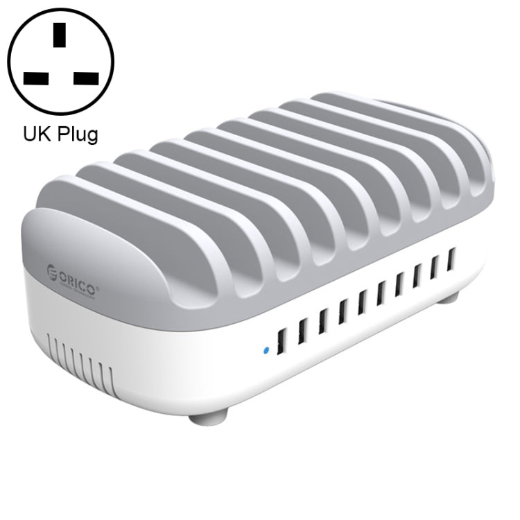 ORICO DUK-10P-DX 120W 5V 2.4A 10 Ports USB Charging Station, UK Plug(White) - Multifunction Charger by ORICO | Online Shopping UK | buy2fix