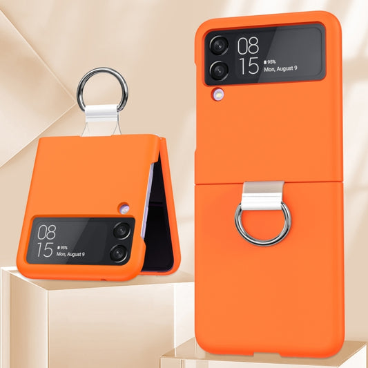 For Samsung Galaxy Z Flip4 5G PC PVC Ring Phone Case(Orange) by buy2fix