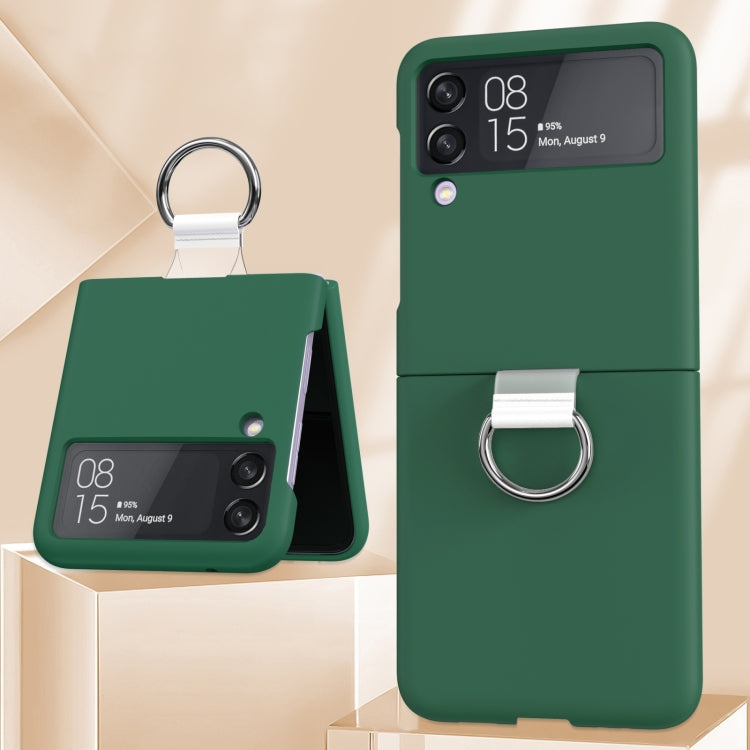 For Samsung Galaxy Z Flip4 5G PC PVC Ring Phone Case(Dark Green) - Samsung Accessories by buy2fix | Online Shopping UK | buy2fix