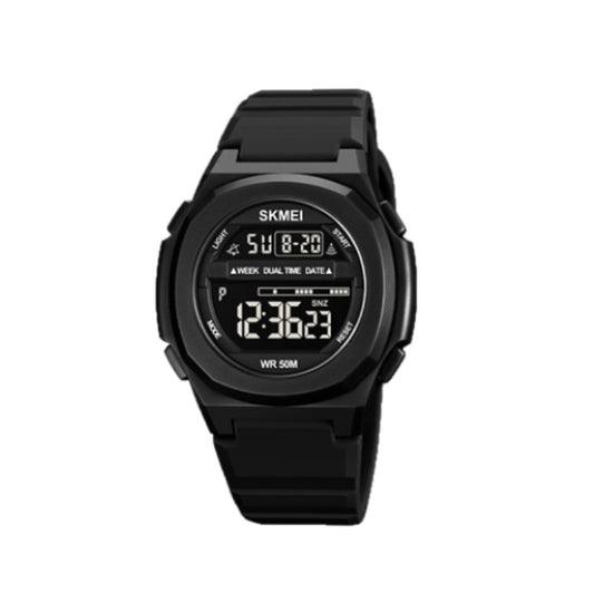 SKMEI 1821 Stainless Steel Buckle Silicone Strap Electronic Watch(Black and Black) - Silicone Strap Watches by SKMEI | Online Shopping UK | buy2fix