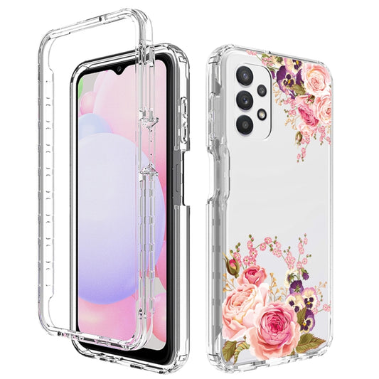 For Samsung Galaxy A13 4G PC+TPU Transparent Painted Phone Case(Pink Rose) - Galaxy Phone Cases by buy2fix | Online Shopping UK | buy2fix