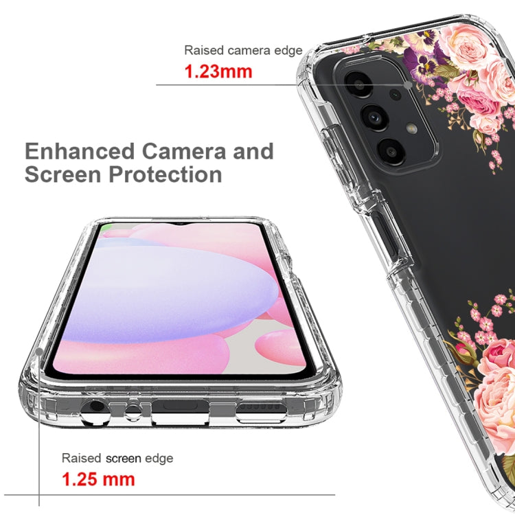 For Samsung Galaxy A13 4G PC+TPU Transparent Painted Phone Case(Pink Rose) - Galaxy Phone Cases by buy2fix | Online Shopping UK | buy2fix