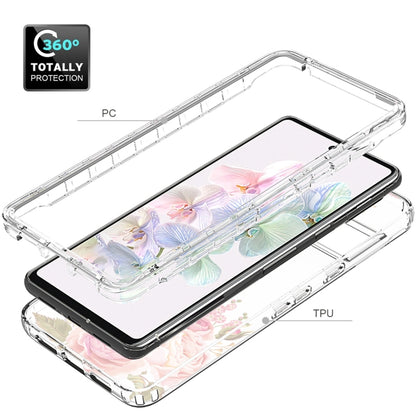 For Google Pixel 7 PC+TPU Transparent Painted Phone Case(Pink Rose) - Mobile Accessories by buy2fix | Online Shopping UK | buy2fix