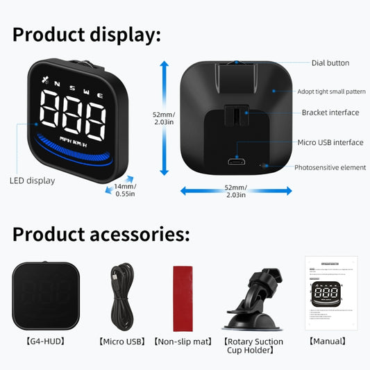 G4 Head Up Display Car Speedometer Smart Digital Alarm Reminder GPS HUD by buy2fix