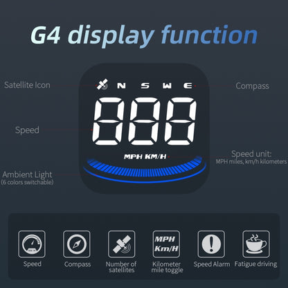 G4 Head Up Display Car Speedometer Smart Digital Alarm Reminder GPS HUD - In Car by buy2fix | Online Shopping UK | buy2fix