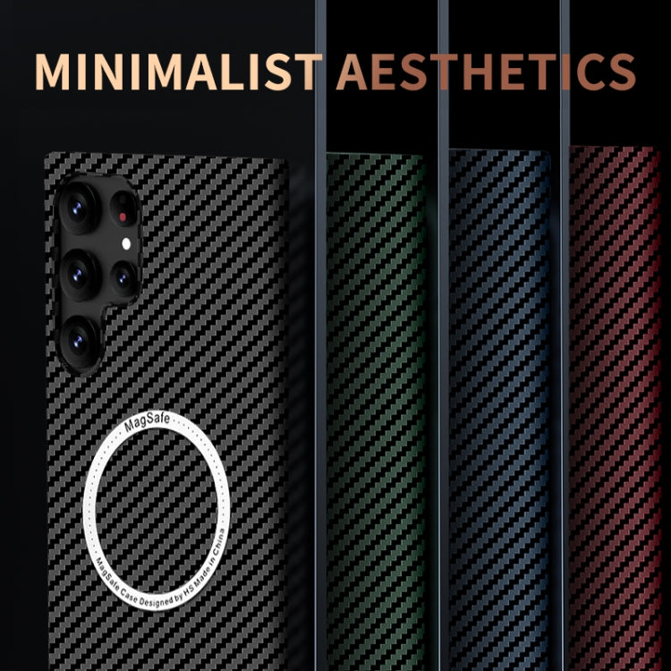 For Samsung Galaxy S22 Plus 5G Carbon Fiber Texture MagSafe Magnetic Phone Case(Blue) by buy2fix