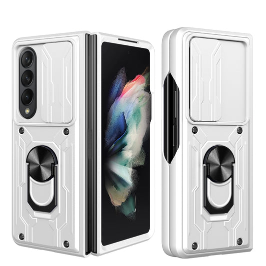 For Samsung Galaxy Z Fold4 Sliding Camshield Card Phone Case(White) by buy2fix