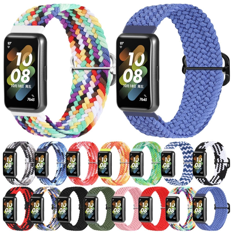 For Huawei Band 7 Nylon Braided Buckle Watch Band(Colorful Black) by buy2fix