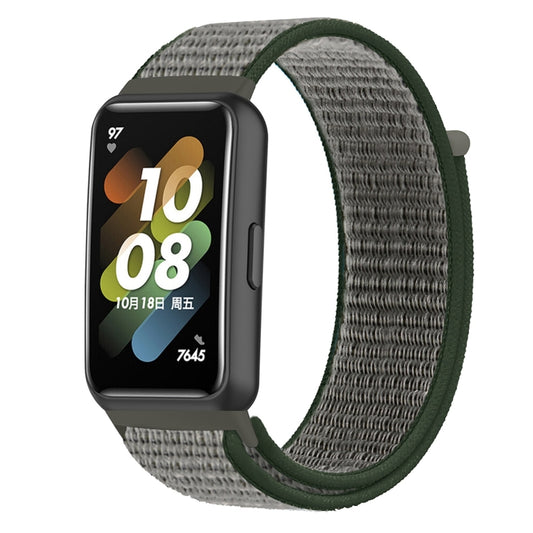 For Huawei Band 7 Nylon Loop Buckle Watch Band(Deep Olive) by buy2fix