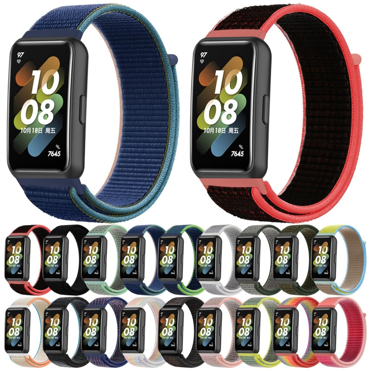 For Huawei Band 7 Nylon Loop Buckle Watch Band(Red Black) by buy2fix