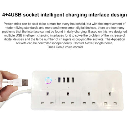 WIFI  13A SM-SO301-K 4 Holes + 4 USB Multi-purpose Smart Power Strip, UK Plug - Consumer Electronics by buy2fix | Online Shopping UK | buy2fix