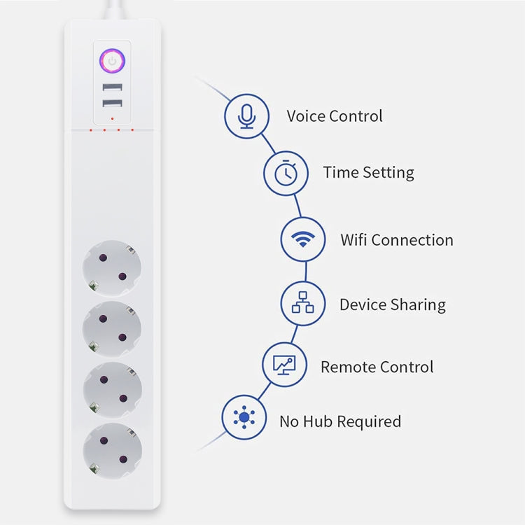 ZigBee 10A SM-SO306-E 4 Holes + 2 USB Multi-purpose Smart Power Strip, EU Plug - Consumer Electronics by buy2fix | Online Shopping UK | buy2fix