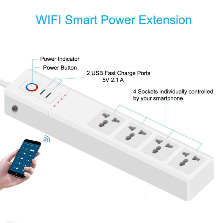 ZigBee 10A SM-SO306-M 4 Holes + 2 USB Multi-purpose Smart Power Strip(UK Plug) - Consumer Electronics by buy2fix | Online Shopping UK | buy2fix