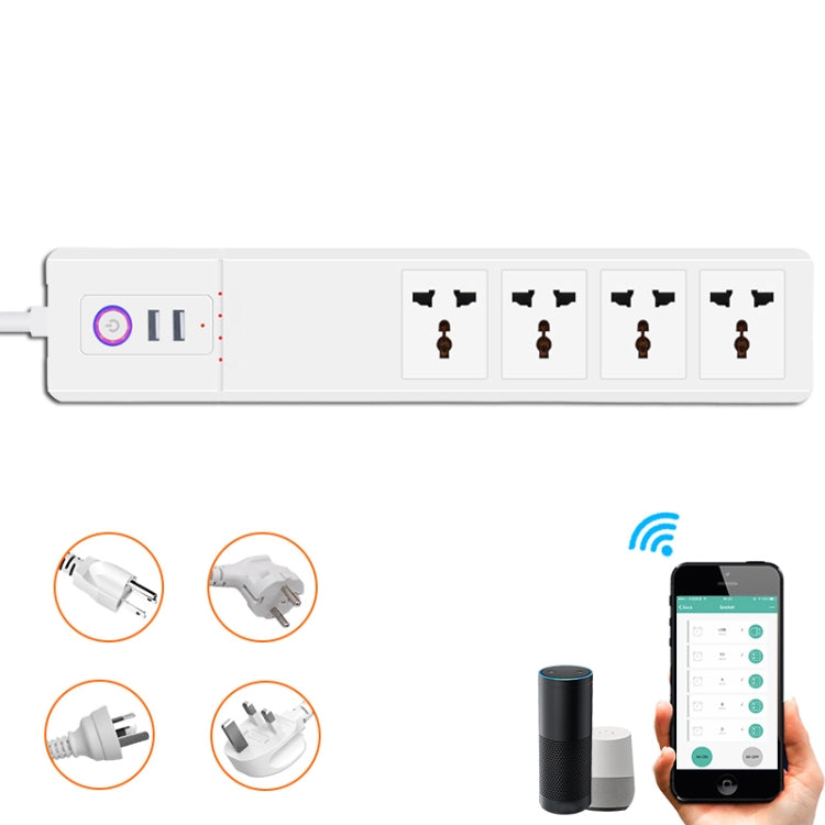 WiFi 10A SM-SO306-M 4 Holes + 2 USB Multi-purpose Smart Power Strip(UK Plug) - Consumer Electronics by buy2fix | Online Shopping UK | buy2fix