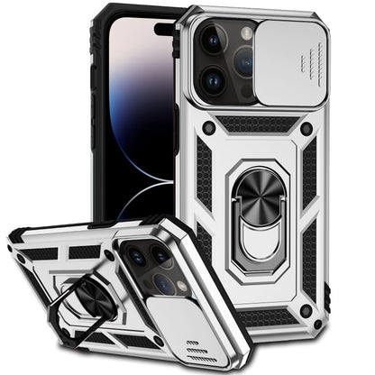 For iPhone 14 Pro Sliding Camshield Holder Phone Case(Silver) - Apple Accessories by buy2fix | Online Shopping UK | buy2fix