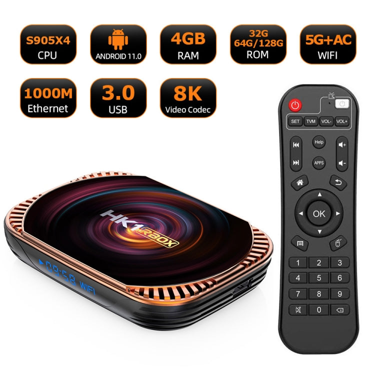 MECOOL HK1RBOX X4 4K TV Box, Android 11 Amlogic S905X4 CPU with RC 4GB+64GB(UK Plug) - Consumer Electronics by MECOOL | Online Shopping UK | buy2fix