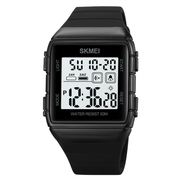SKMEI 1960 Stainless Steel Buckle Silicone Strap Waterproof Electronic Watch(Black and White Machine) - Silicone Strap Watches by SKMEI | Online Shopping UK | buy2fix