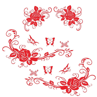 2 PCS/Set D-72 Butterfly Love Flower Pattern Car Modified Decorative Sticker(Red) - In Car by buy2fix | Online Shopping UK | buy2fix