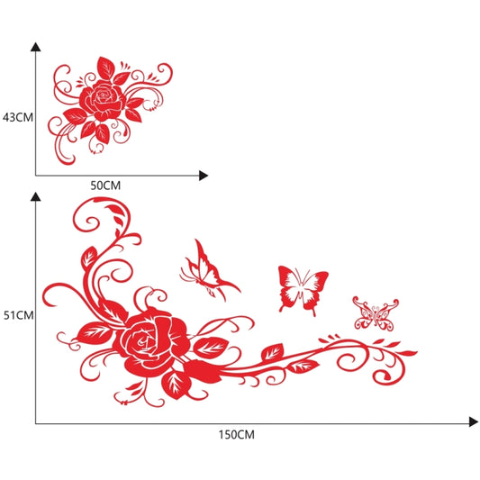 2 PCS/Set D-72 Butterfly Love Flower Pattern Car Modified Decorative Sticker(Red) by buy2fix