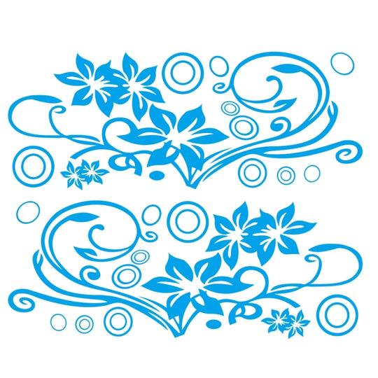 2 PCS/Set D-75 Flower Vine Pattern Car Modified Decorative Sticker(Blue)
