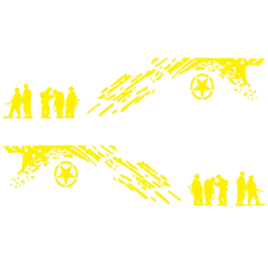 2 PCS/Set D-123 Soldiers Pattern Car Modified Decorative Sticker(Yellow)