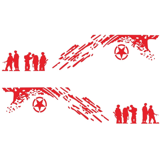 2 PCS/Set D-123 Soldiers Pattern Car Modified Decorative Sticker(Red)