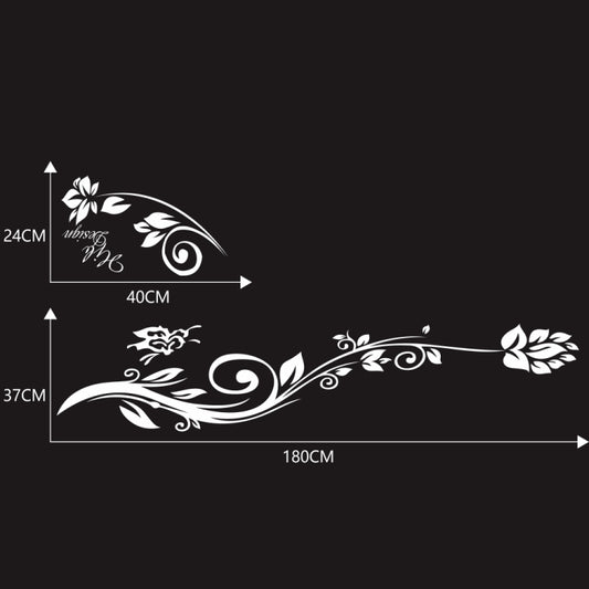 2 PCS/Set D-251 Butterfly Love Flowers Pattern Car Modified Decorative Sticker(White) by buy2fix