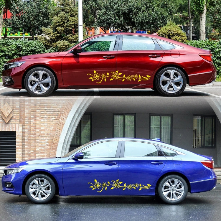 2 PCS/Set D-378 Flower Totem Pattern Car Modified Decorative Sticker(Yellow) by buy2fix
