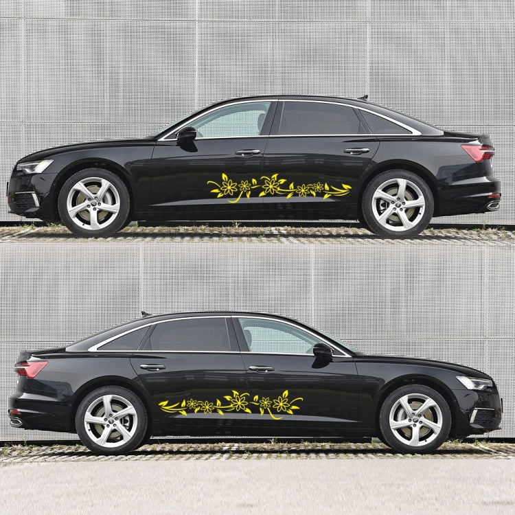 2 PCS/Set D-378 Flower Totem Pattern Car Modified Decorative Sticker(Yellow) by buy2fix