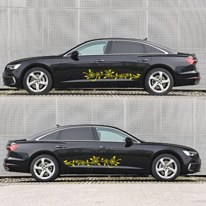 2 PCS/Set D-378 Flower Totem Pattern Car Modified Decorative Sticker(Yellow) by buy2fix