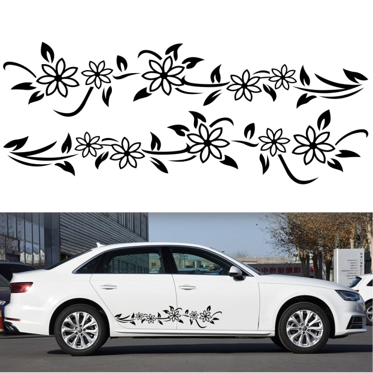2 PCS/Set D-378 Flower Totem Pattern Car Modified Decorative Sticker(Black) - In Car by buy2fix | Online Shopping UK | buy2fix