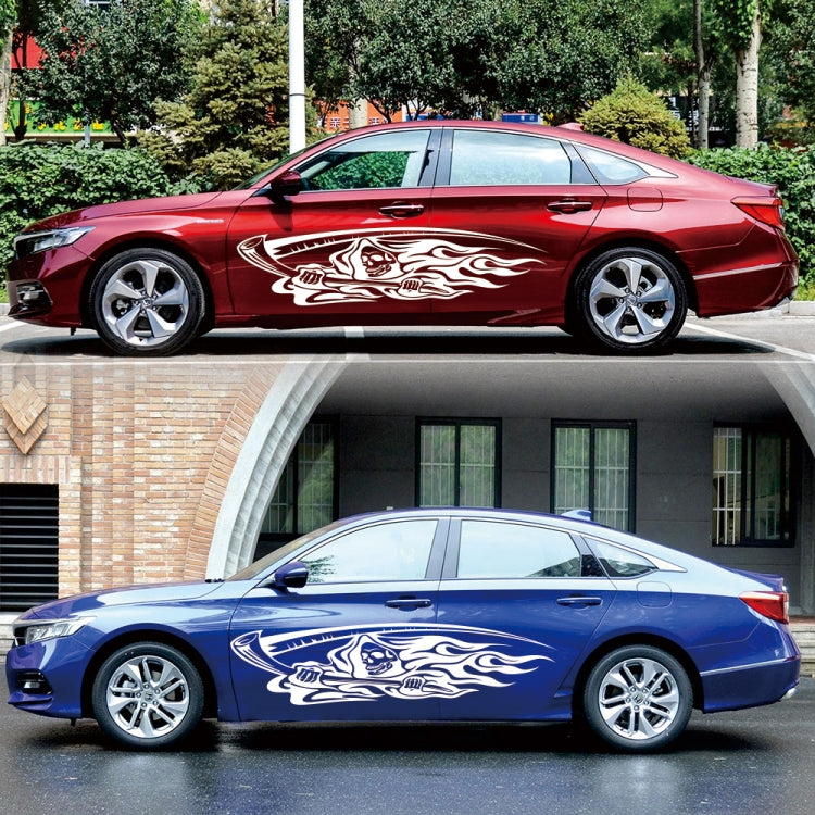 2 PCS/Set D-435 Grim Reaper Pattern Car Modified Decorative Sticker(White) by buy2fix