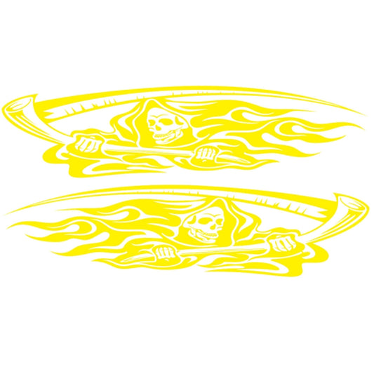 2 PCS/Set D-435 Grim Reaper Pattern Car Modified Decorative Sticker(Yellow) - In Car by buy2fix | Online Shopping UK | buy2fix