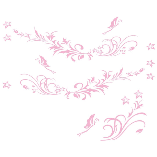 D-462 Butterfly Loves Flowers Pattern Car Modified Decorative Sticker(Pink)