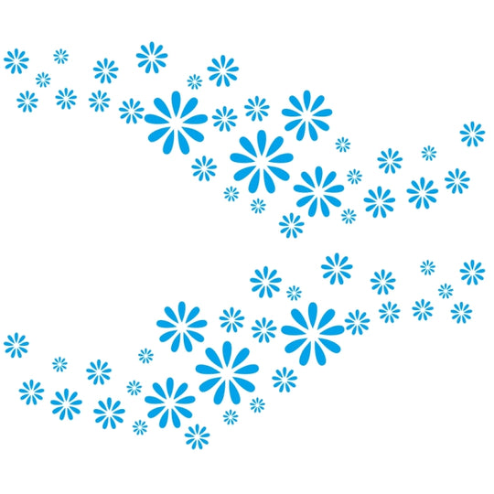 2 PCS/Set D-483 Flower Pattern Car Modified Decorative Sticker(Blue)