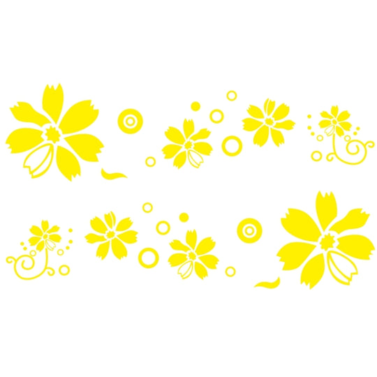 2 PCS/Set D-510 Flowers Pattern Car Modified Decorative Sticker(Yellow)