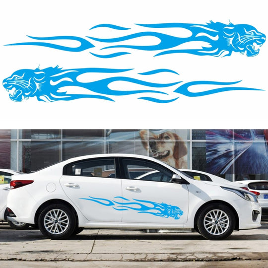 2 PCS/Set D-815 Flame Lion Pattern Car Modified Decorative Sticker(Blue)