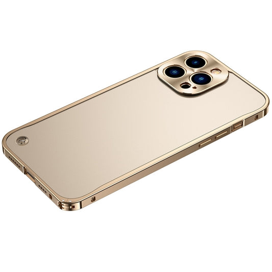 For iPhone 14 Pro Metal Frame Frosted PC Shockproof Phone Case(Gold) - iPhone 14 Pro Cases by buy2fix | Online Shopping UK | buy2fix