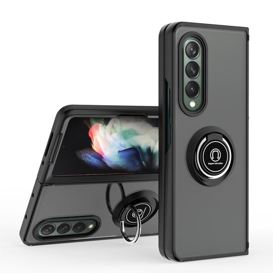 For Samsung Galaxy Z Fold4 Q Shadow 1 Series TPU + PC Holder Phone Case(Black)