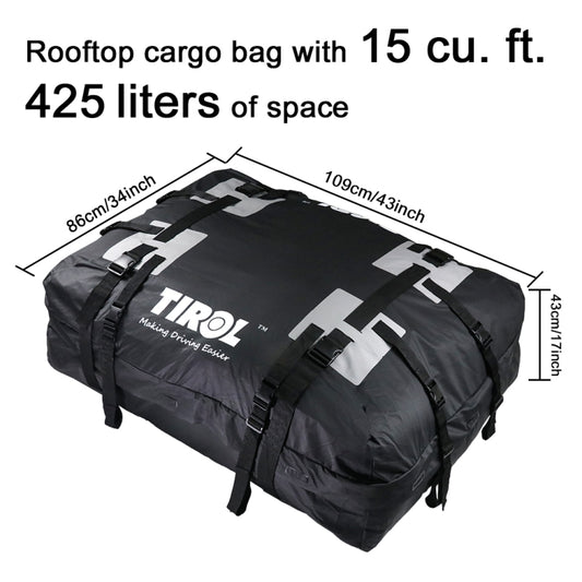 TIROL T24528 15 Cubic Foot Car Universal Rainproof Roof Luggage Outdoor Camper Roof Bag by buy2fix