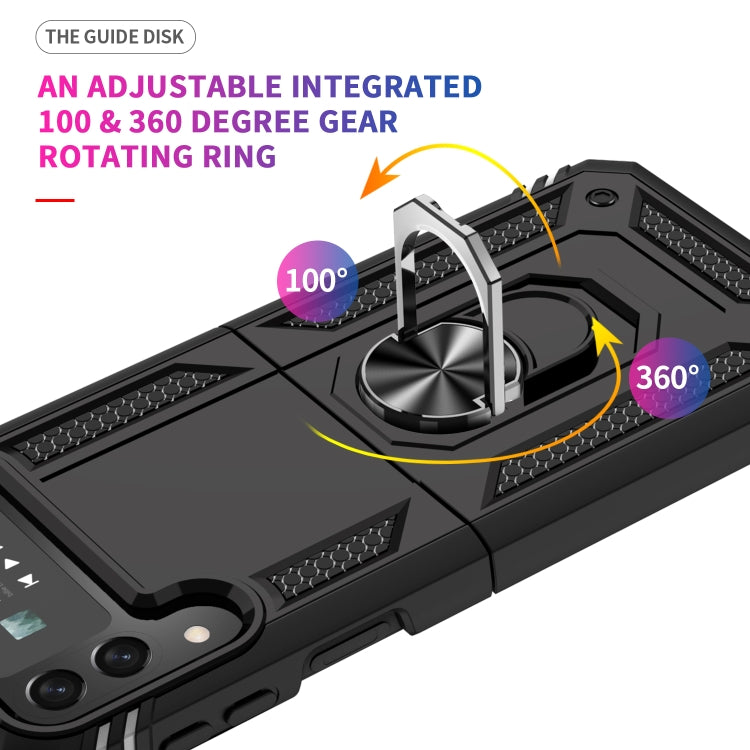 For Samsung Galaxy Z Flip4 Shockproof TPU + PC Protective Case with 360 Degree Rotating Holder(Black) - Galaxy Z Flip4 5G Cases by buy2fix | Online Shopping UK | buy2fix