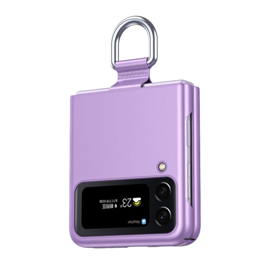 For Samsung Galaxy Z Flip4 Skin Feel Folding Phone Case with Drawstring Key Chain(Purple) by buy2fix