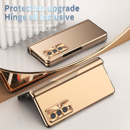 For Samsung Galaxy Z Fold3 5G Electroplating Hinged Folding Phone Case with S Pen Fold Edition(Gold) - Samsung Accessories by buy2fix | Online Shopping UK | buy2fix