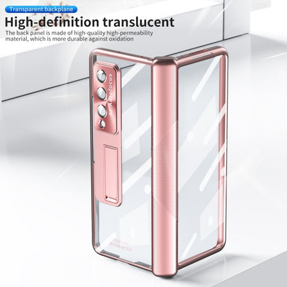 For Samsung Galaxy Z Fold3 5G Magnetic Hinges Plating Phone Case with Holder(Rose Gold) - Galaxy Phone Cases by buy2fix | Online Shopping UK | buy2fix