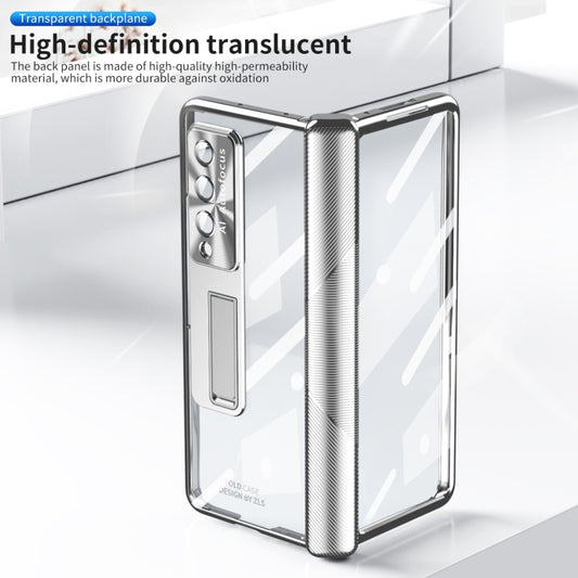 For Samsung Galaxy Z Fold3 5G Magnetic Hinges Plating Phone Case with Holder(Silver) by buy2fix