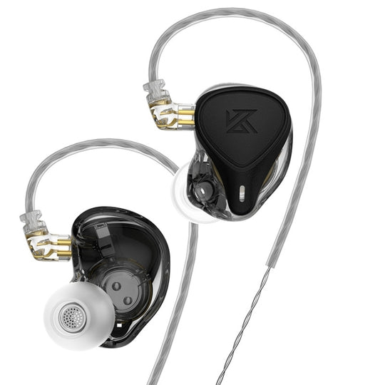 KZ-ZEX PRO Écouteurs intra-auriculaires hybrides en fer à bobine électrostatique de 1,2 m, style : sans microphone (noir)