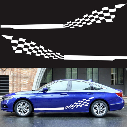 2 PCS/Set D-944 Striped Plaid Pattern Car Modified Decorative Sticker(White)