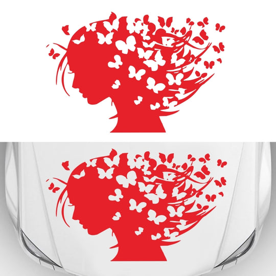 D-956 Butterfly Girl Pattern Car Modified Decorative Sticker(Red)